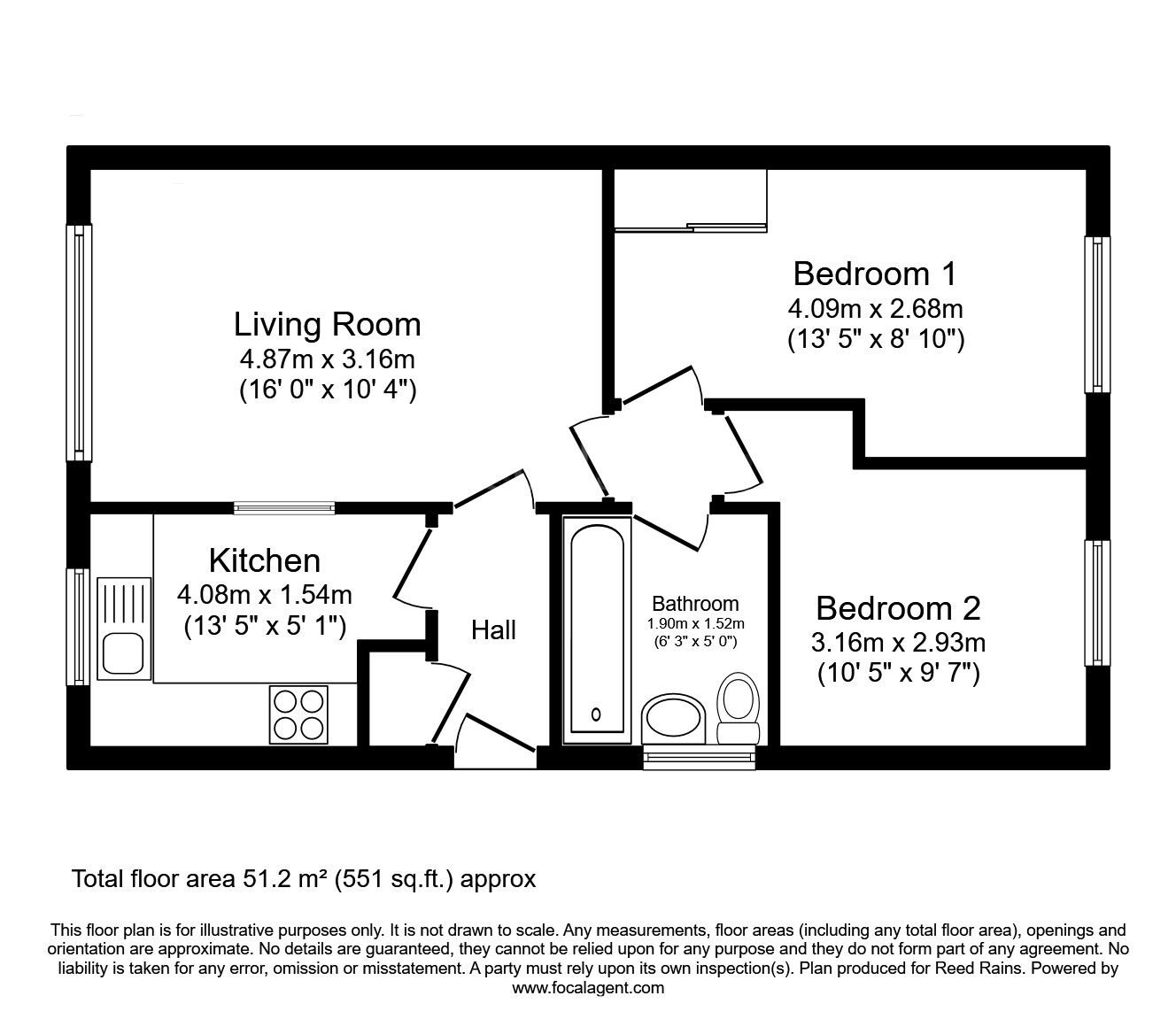Floorplan of 2 bedroom Semi Detached Bungalow for sale, Birkdale Avenue, Dinnington, South Yorkshire, S25
