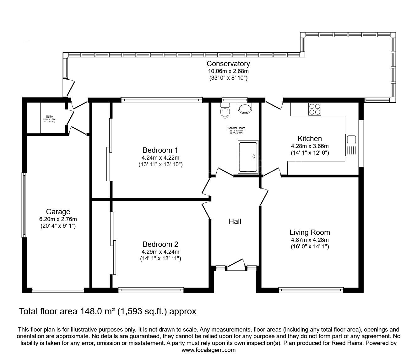 Floorplan of 2 bedroom Detached Bungalow for sale, Laughton Road, Thurcroft, South Yorkshire, S66