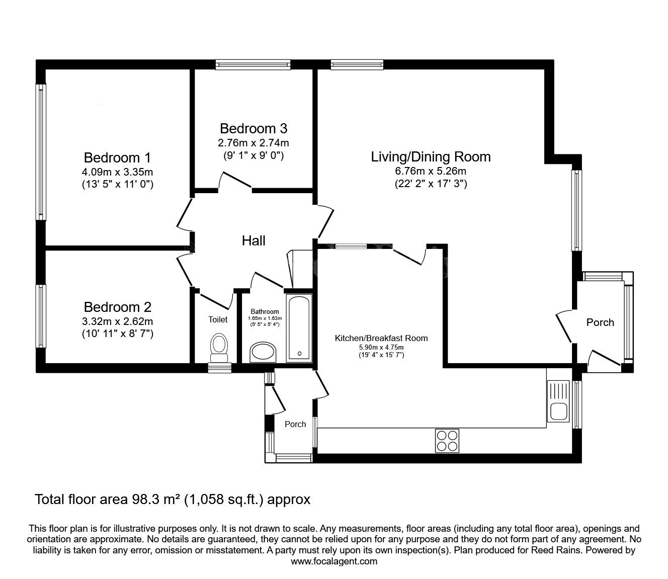 Floorplan of 3 bedroom Detached Bungalow for sale, Glebe Avenue, Harthill, South Yorkshire, S26
