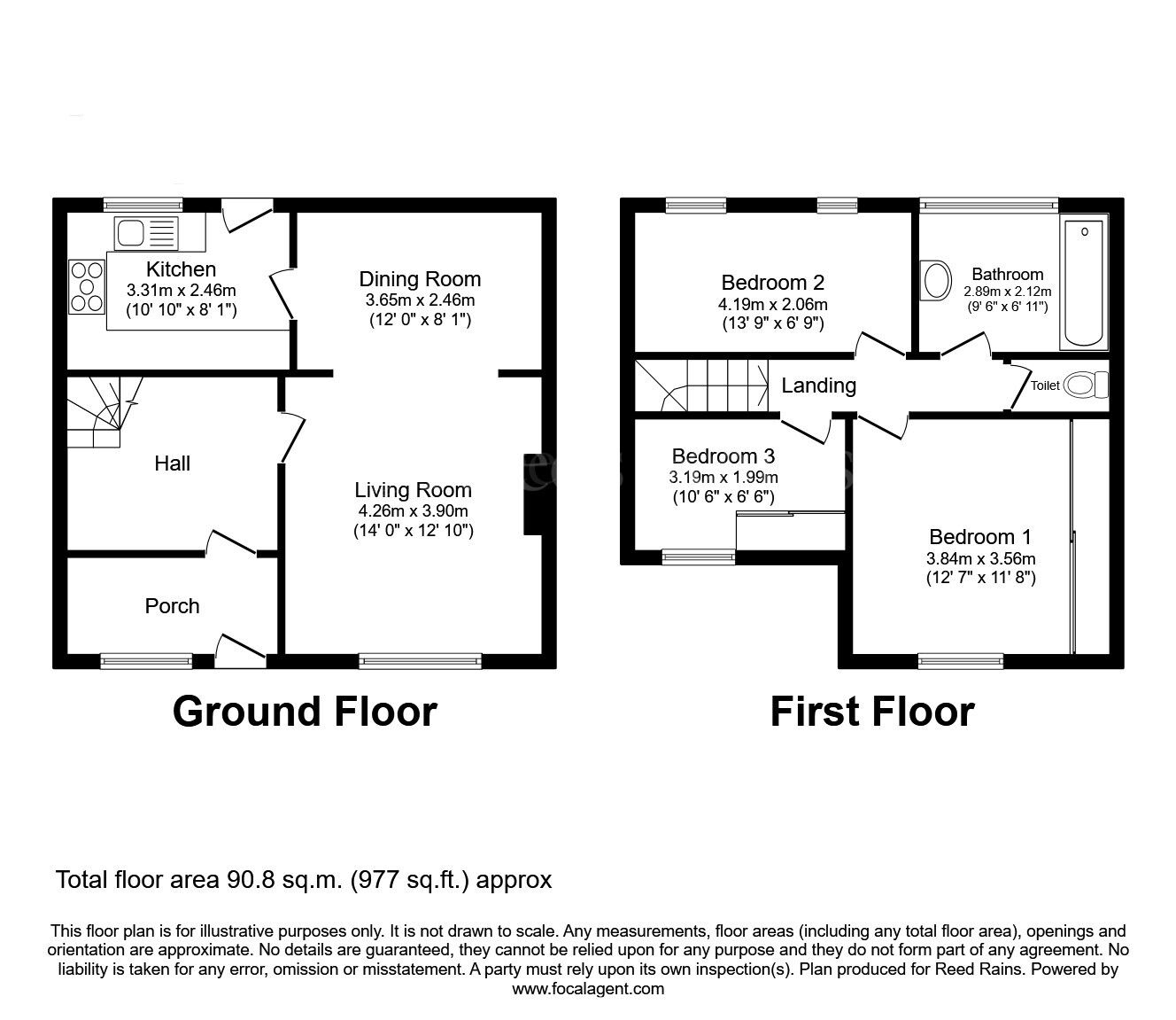 Floorplan of 3 bedroom End Terrace House for sale, Western Avenue, Dinnington, South Yorkshire, S25