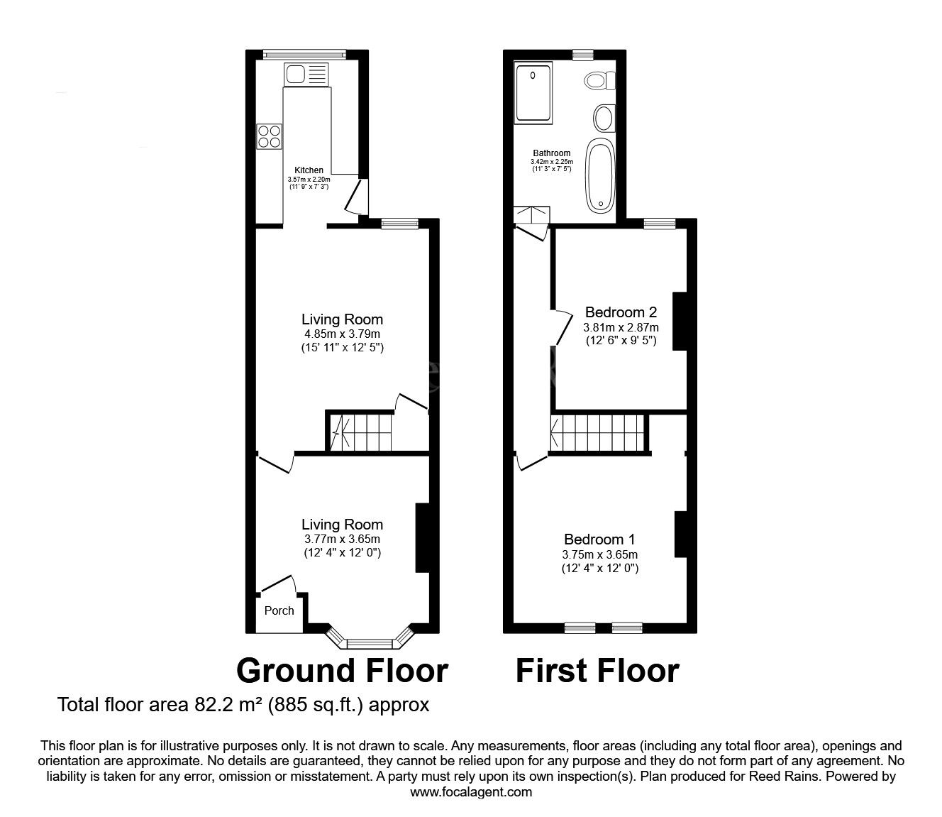 Floorplan of 2 bedroom Mid Terrace House for sale, Newcastle Avenue, Worksop, Nottinghamshire, S80