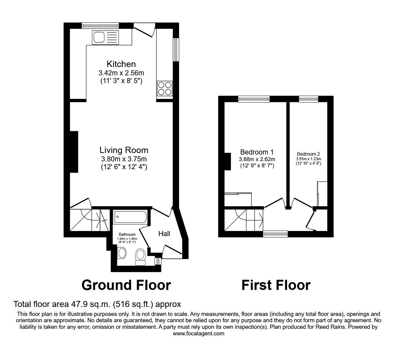 Floorplan of 2 bedroom End Terrace House for sale, Sheffield Road, Blyth, Nottinghamshire, S81