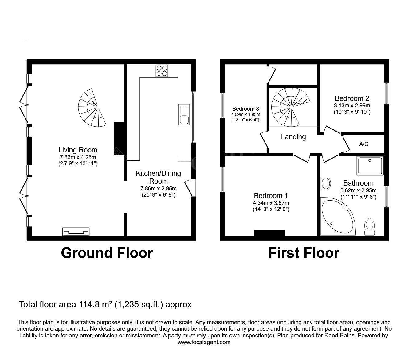 Floorplan of 3 bedroom End Terrace House for sale, Laughton Road, Thurcroft, South Yorkshire, S66