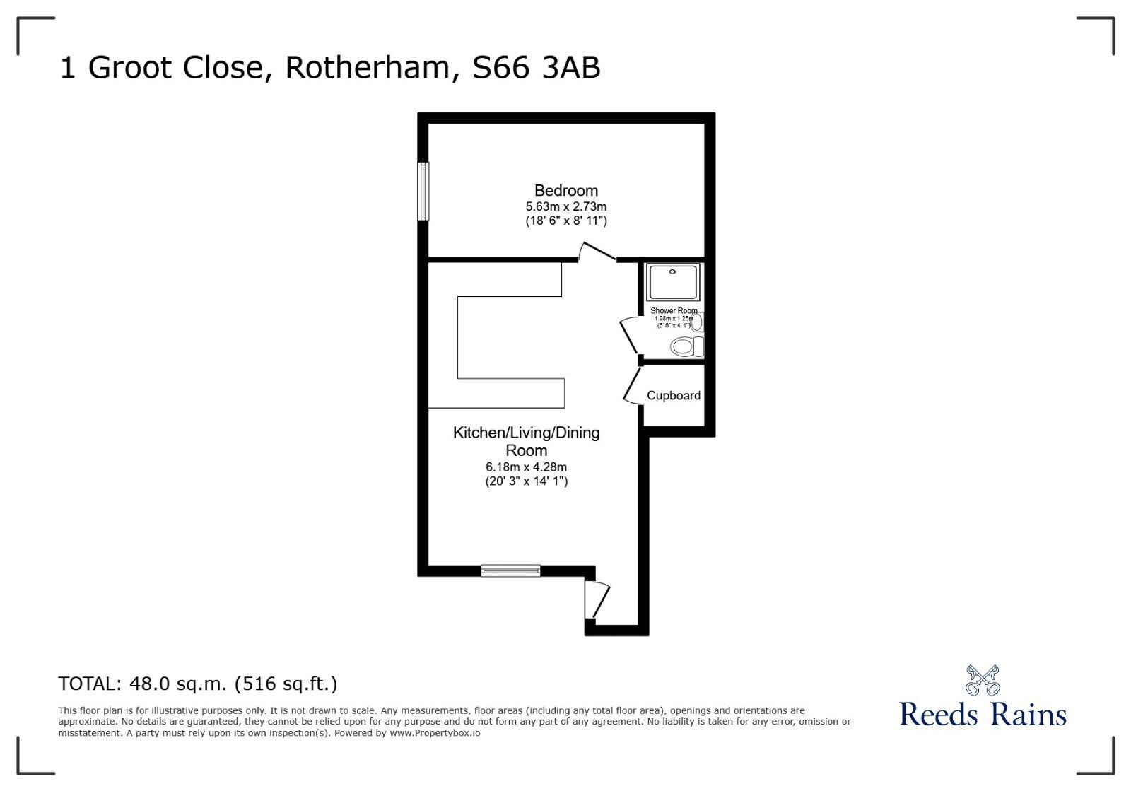 Floorplan of 1 bedroom  Flat to rent, Groot Close, Sunnyside, South Yorkshire, S66