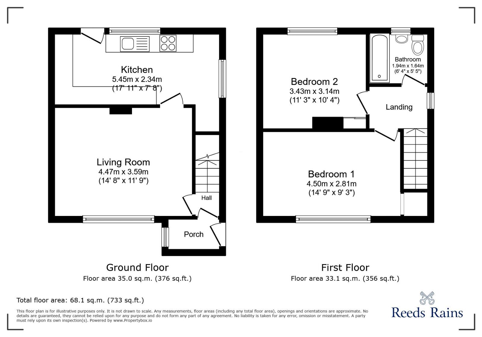 Floorplan of 2 bedroom Semi Detached House to rent, Athelstane Drive, Thurcroft, South Yorkshire, S66