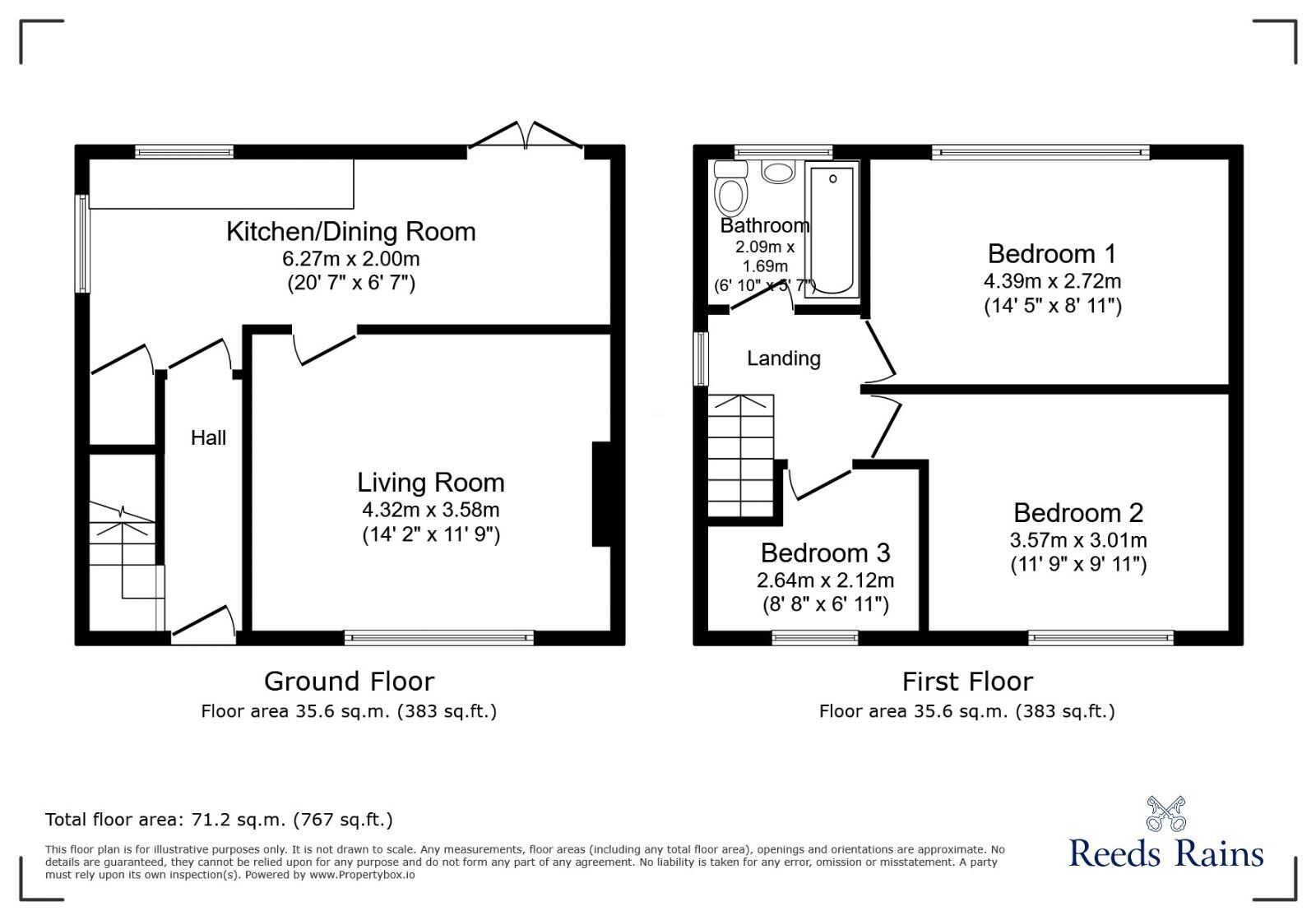 Floorplan of 3 bedroom Semi Detached House to rent, Queen Street, Dinnington, South Yorkshire, S25