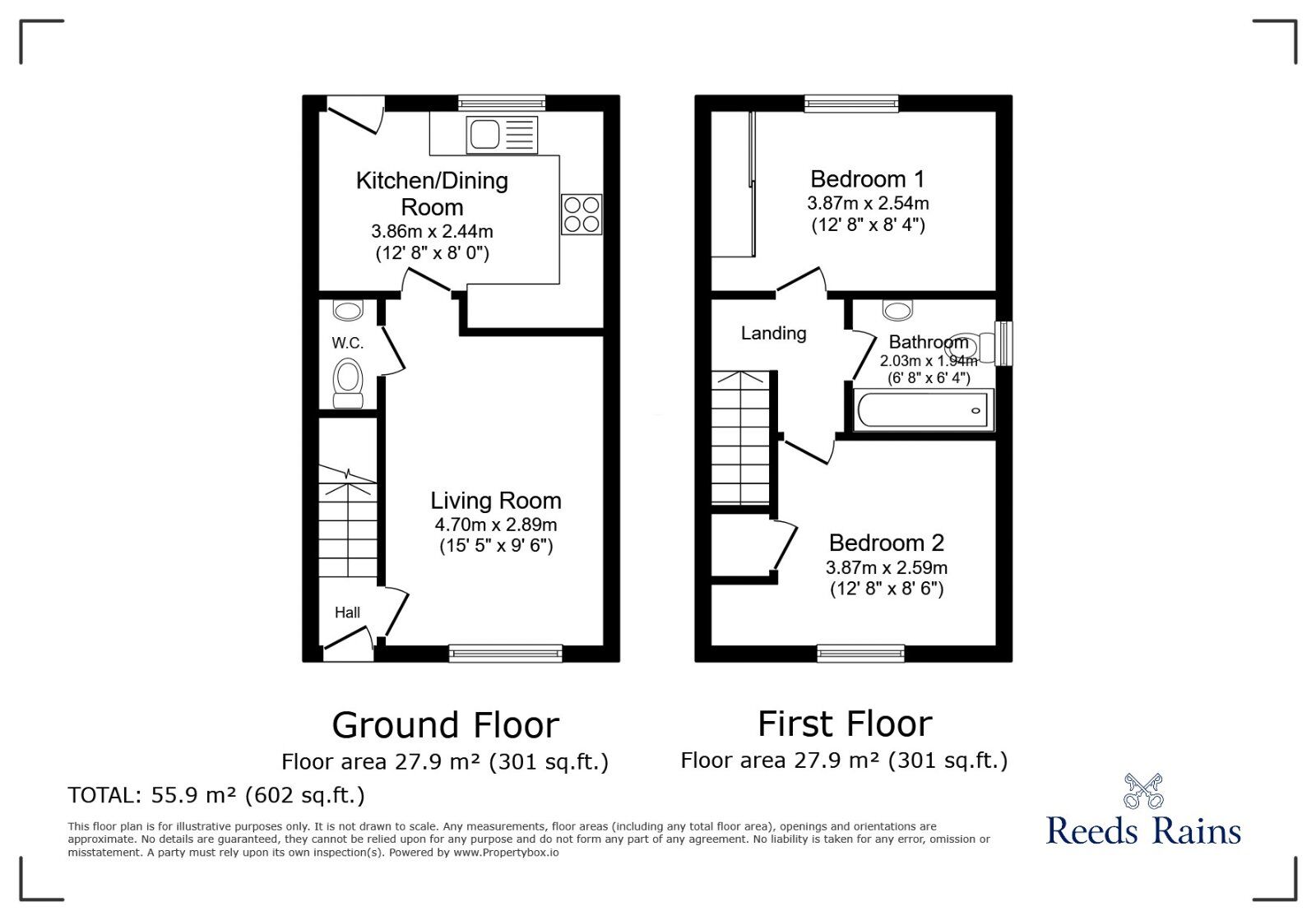 Floorplan of 2 bedroom Semi Detached House to rent, St. Pauls Close, Dinnington, South Yorkshire, S25
