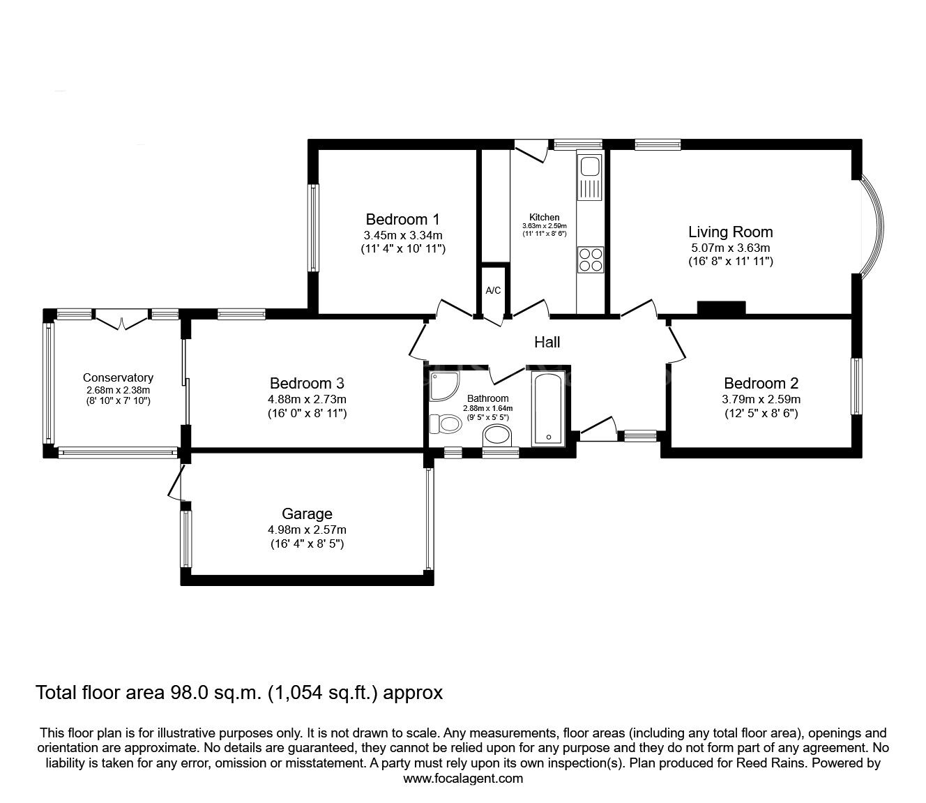 Floorplan of 3 bedroom Detached Bungalow for sale, Hawthorne Avenue, South Anston, South Yorkshire, S25