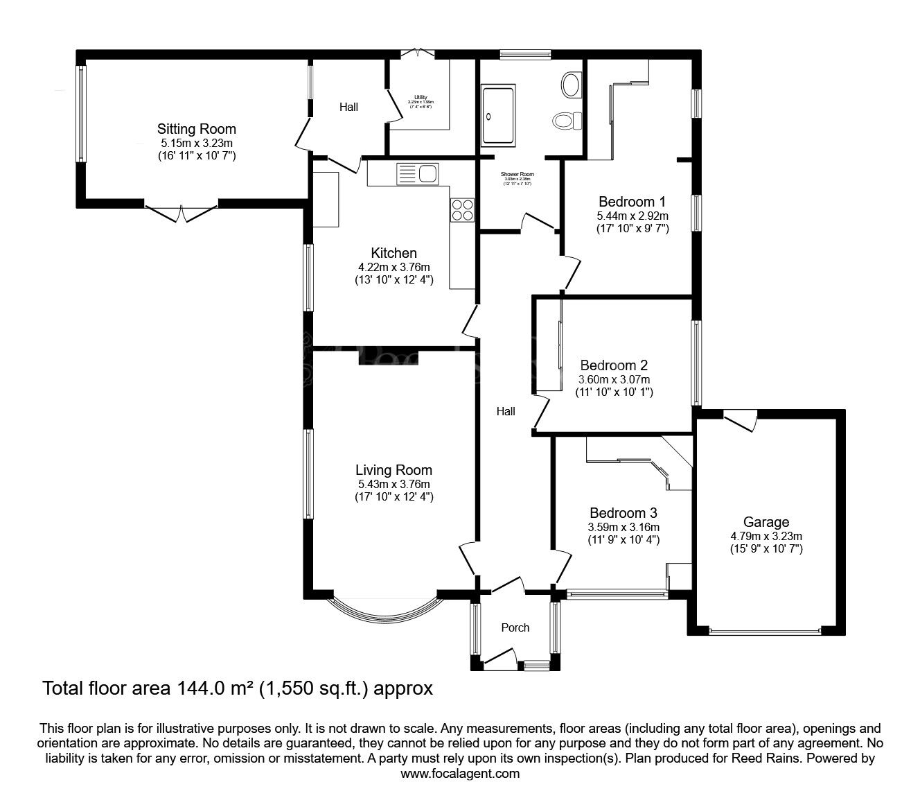 Floorplan of 3 bedroom Detached Bungalow for sale, High Street, Laughton, South Yorkshire, S25
