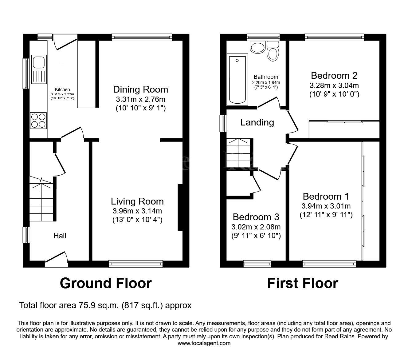 Floorplan of 3 bedroom Semi Detached House for sale, Portland Close, North Anston, South Yorkshire, S25