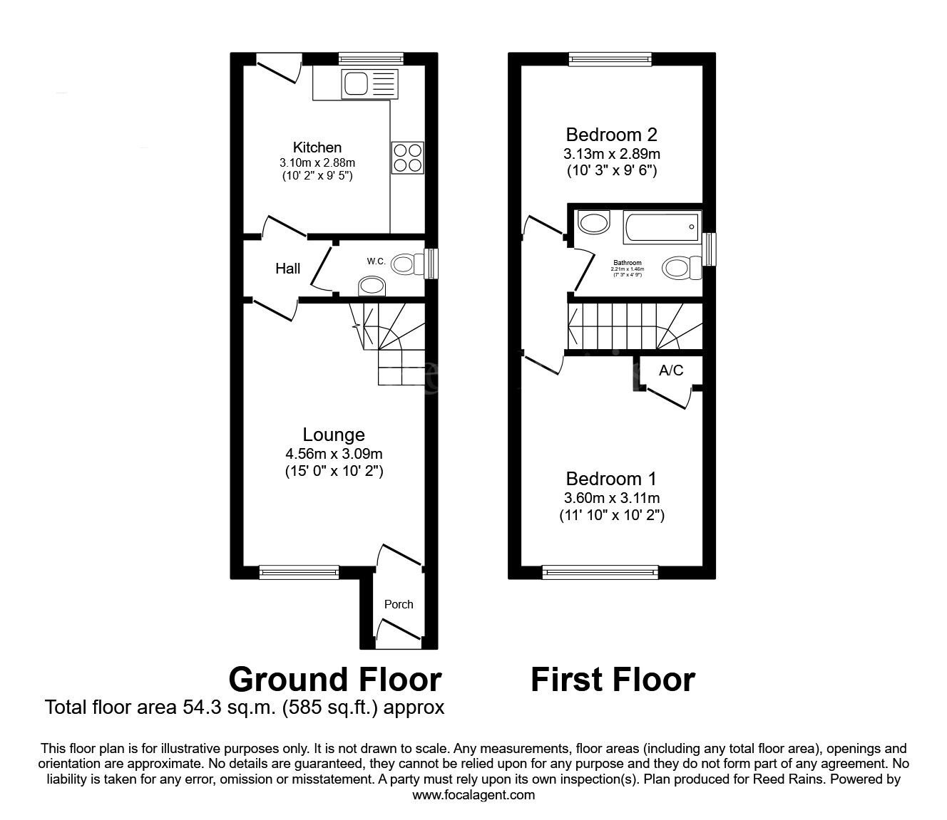 Floorplan of 2 bedroom Semi Detached House for sale, Kensington Close, Dinnington, South Yorkshire, S25