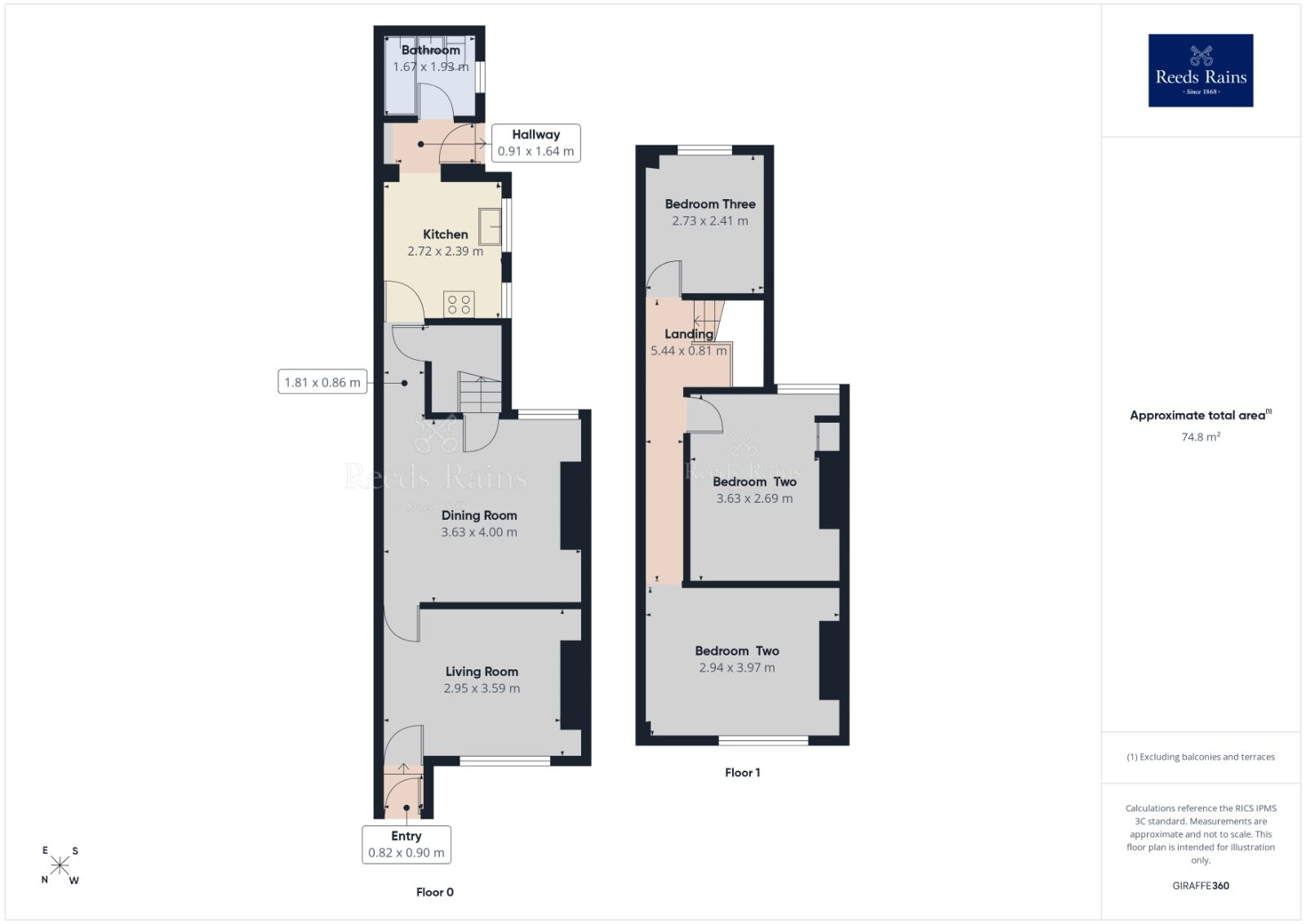 Floorplan of 3 bedroom End Terrace House to rent, Scarsdale Street, Dinnington, South Yorkshire, S25