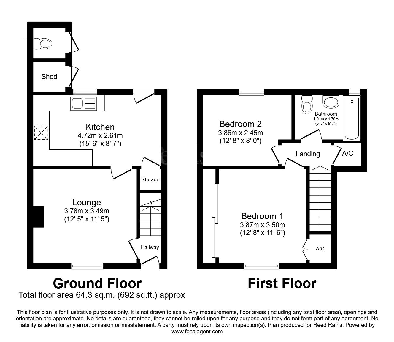 Floorplan of 2 bedroom Mid Terrace House for sale, St. Johns Road, Laughton, South Yorkshire, S25