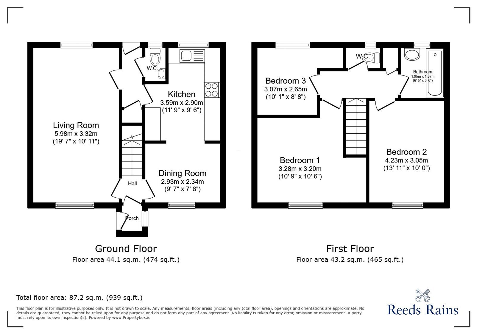Floorplan of 3 bedroom Mid Terrace House to rent, Rotherham Baulk, Carlton-in-Lindrick, Nottinghamshire, S81