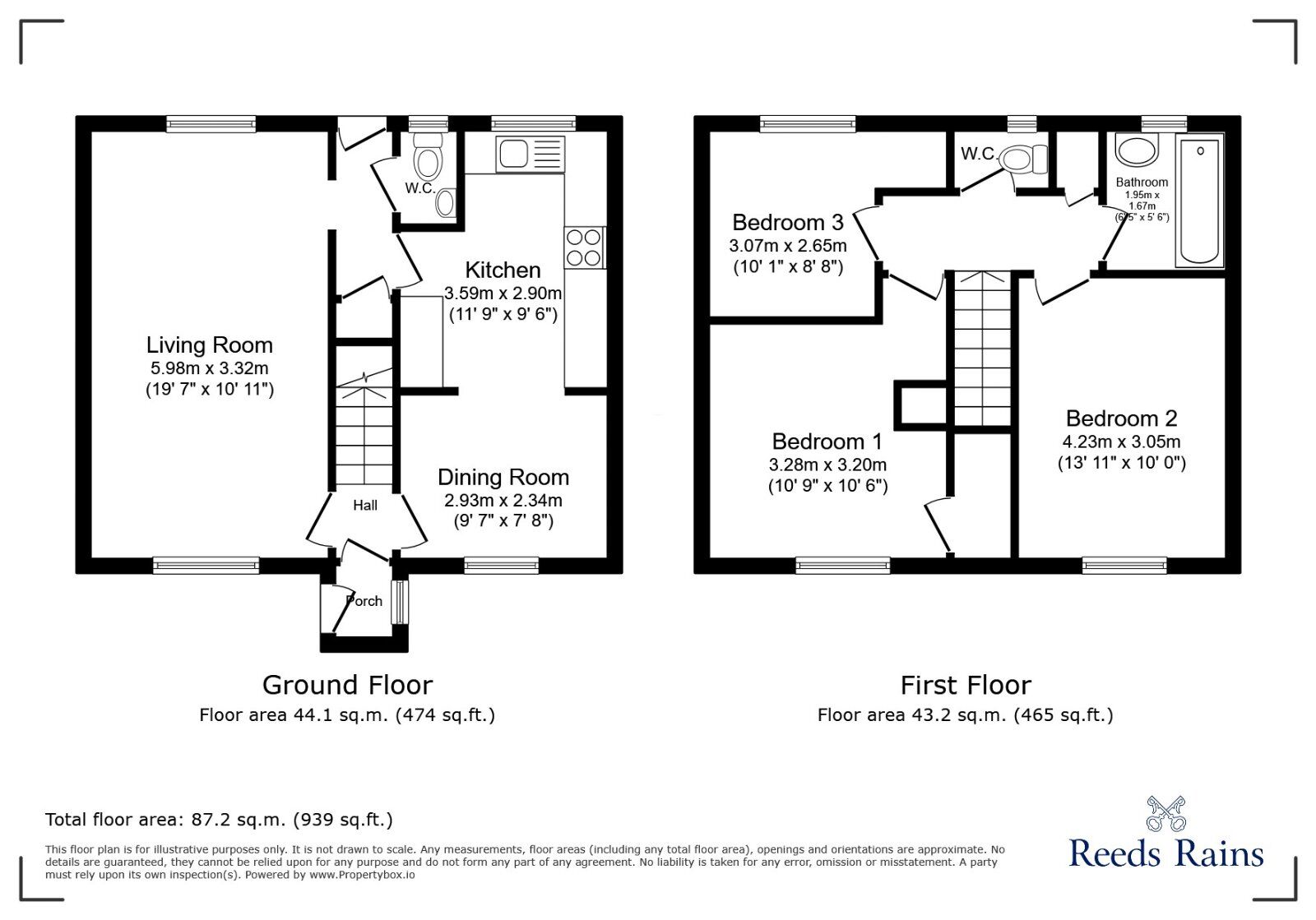 Floorplan of 3 bedroom Mid Terrace House to rent, Rotherham Baulk, Carlton-in-Lindrick, Nottinghamshire, S81