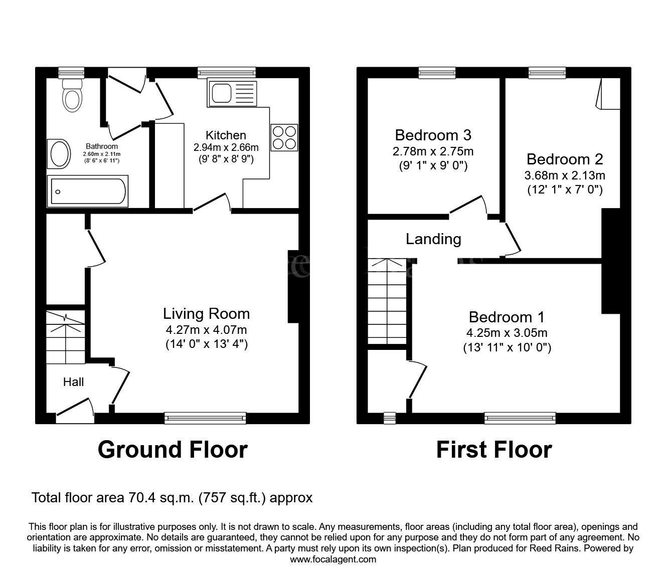 Floorplan of 3 bedroom Mid Terrace House for sale, John Street, Thurcroft, South Yorkshire, S66