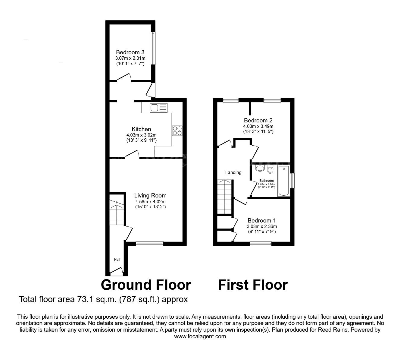 Floorplan of 3 bedroom Semi Detached House for sale, Hunters Green, Dinnington, South Yorkshire, S25