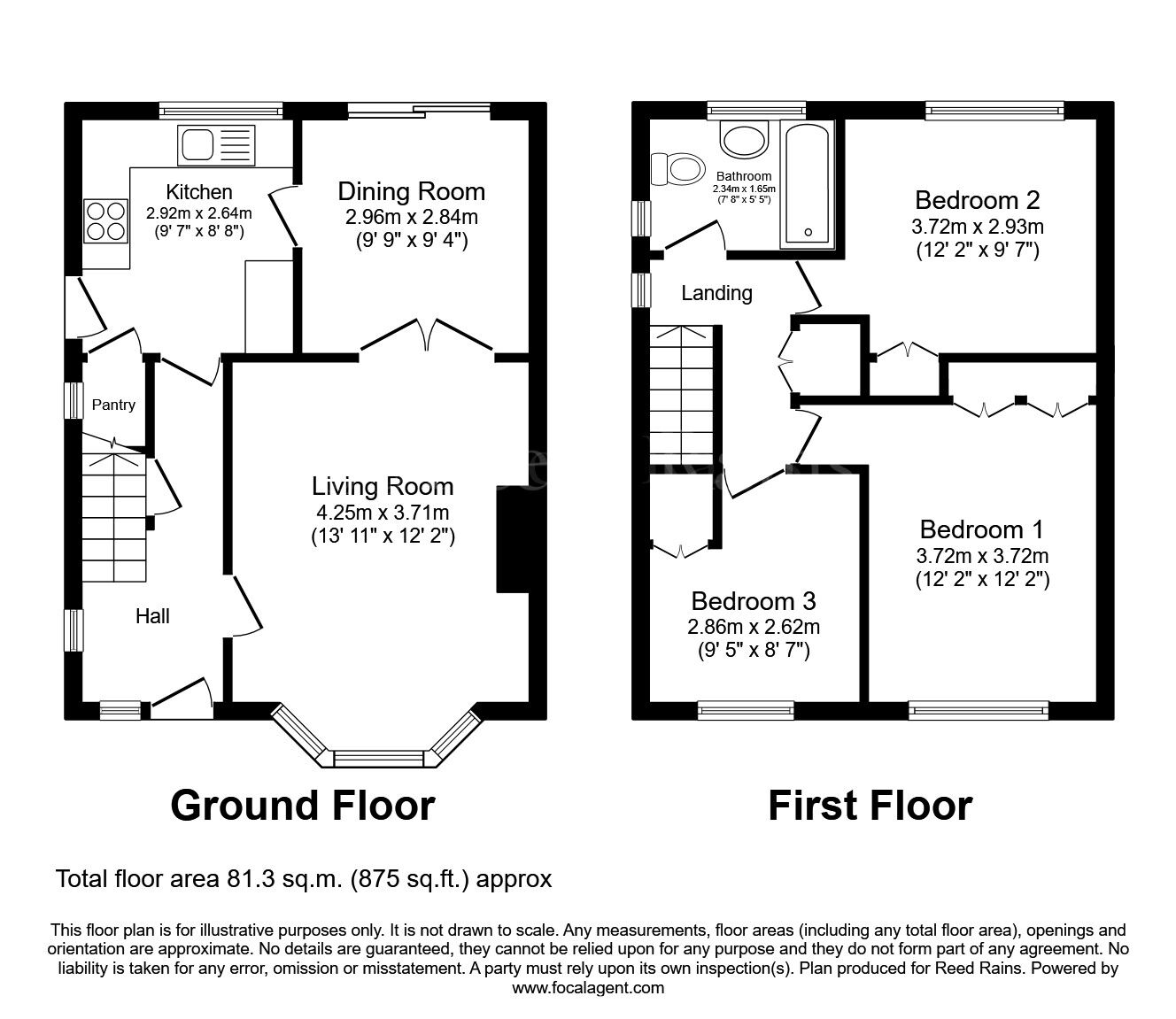Floorplan of 3 bedroom Semi Detached House for sale, Falcon Way, Dinnington, South Yorkshire, S25