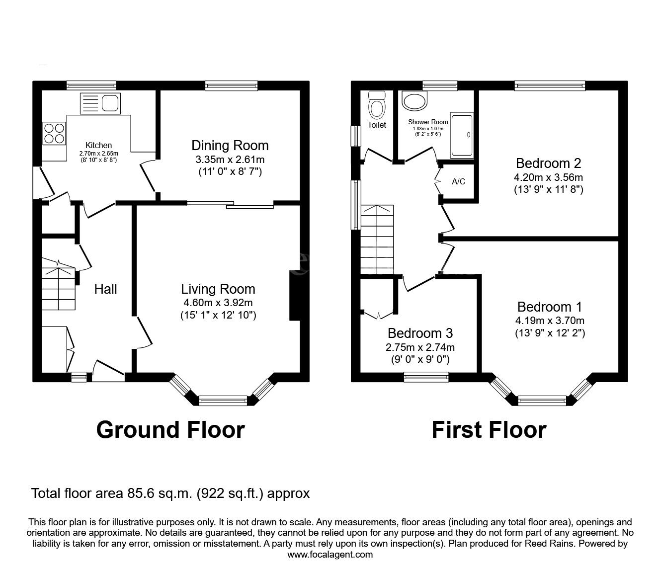 Floorplan of 3 bedroom Semi Detached House for sale, St. Leonards Close, Dinnington, South Yorkshire, S25