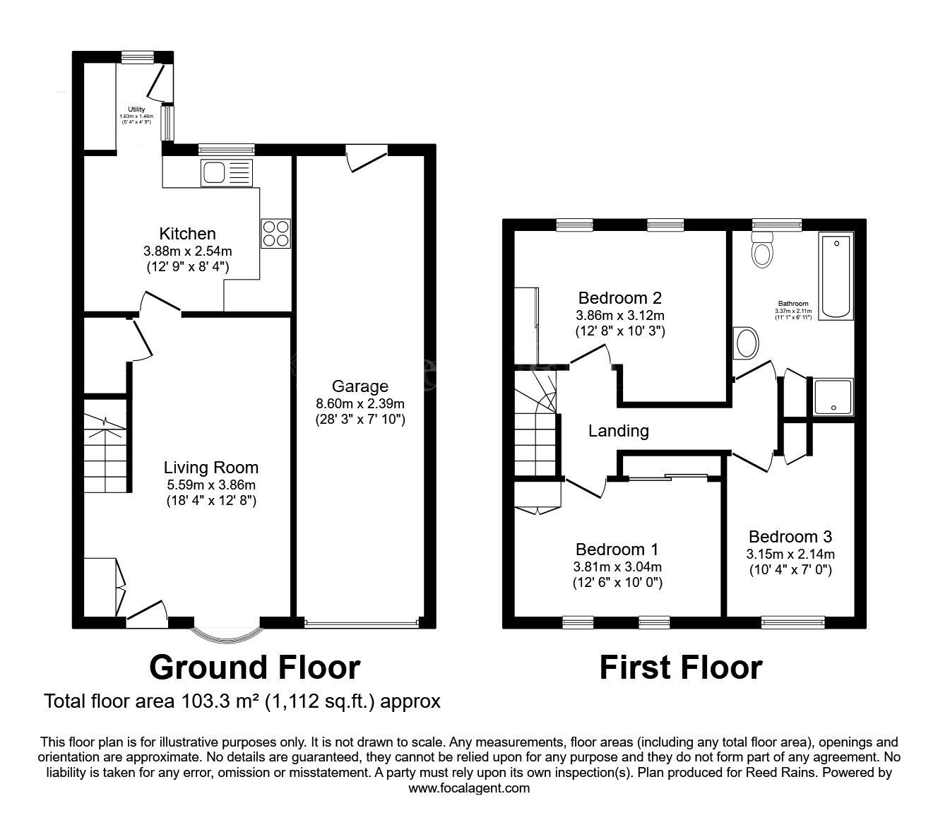 Floorplan of 3 bedroom Semi Detached House to rent, Hunters Close, Dinnington, South Yorkshire, S25