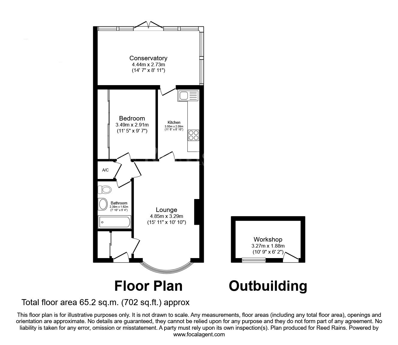 Floorplan of 1 bedroom Mid Terrace Bungalow for sale, Hunters Way, Dinnington, South Yorkshire, S25