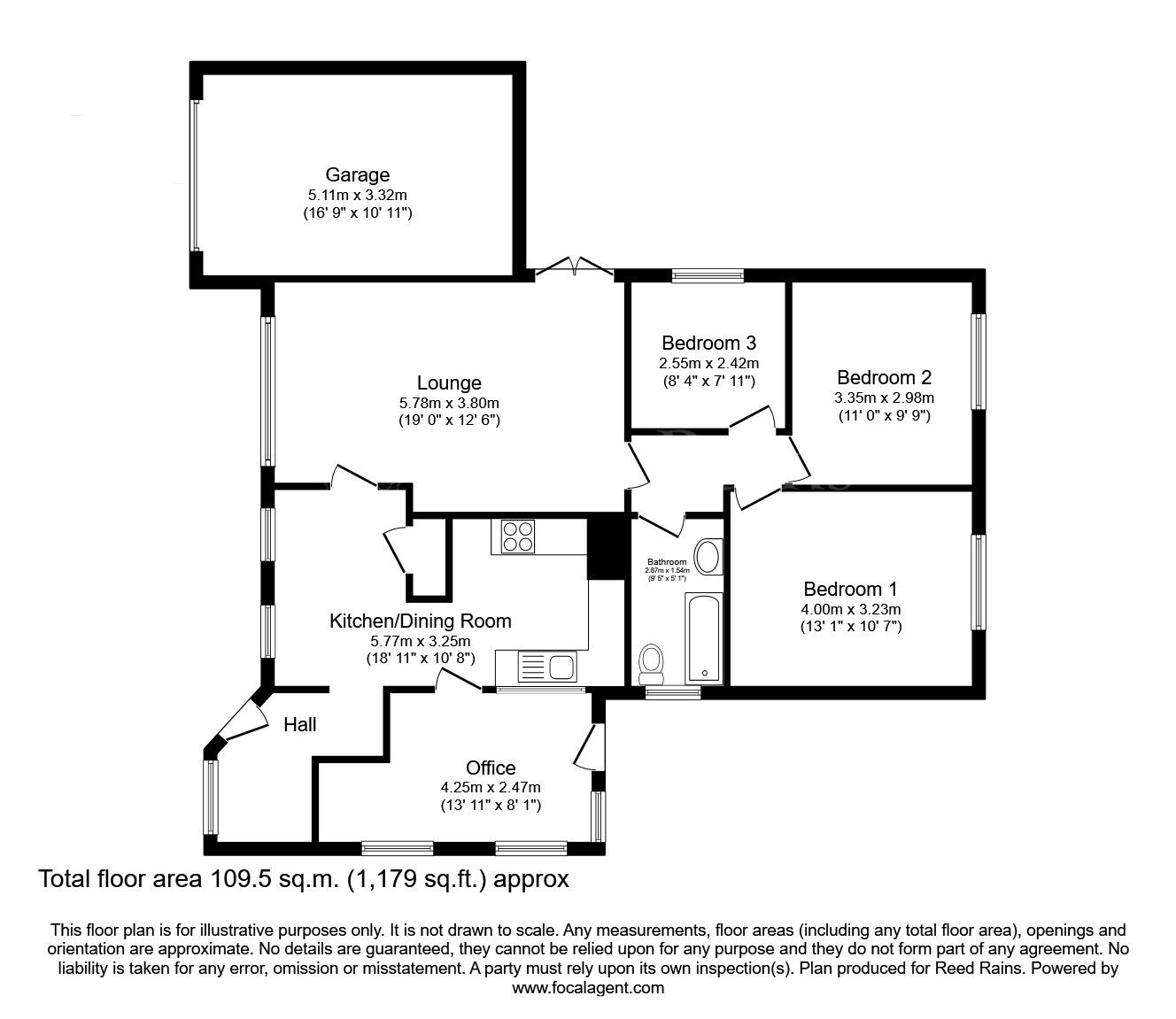 Floorplan of 3 bedroom Detached Bungalow for sale, Devonshire Drive, North Anston, South Yorkshire, S25