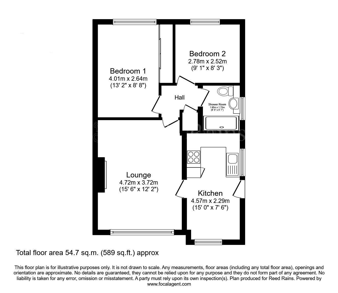 Floorplan of 2 bedroom Semi Detached Bungalow for sale, Edinburgh Drive, North Anston, South Yorkshire, S25