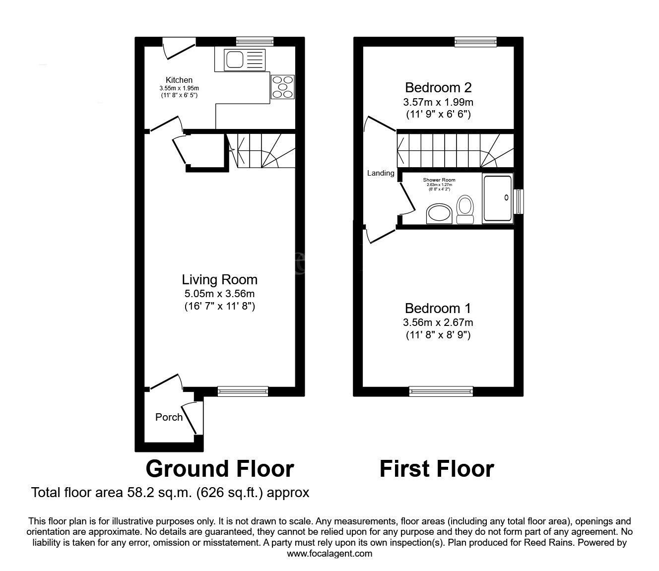 Floorplan of 2 bedroom Semi Detached House for sale, Hunters Drive, Dinnington, South Yorkshire, S25