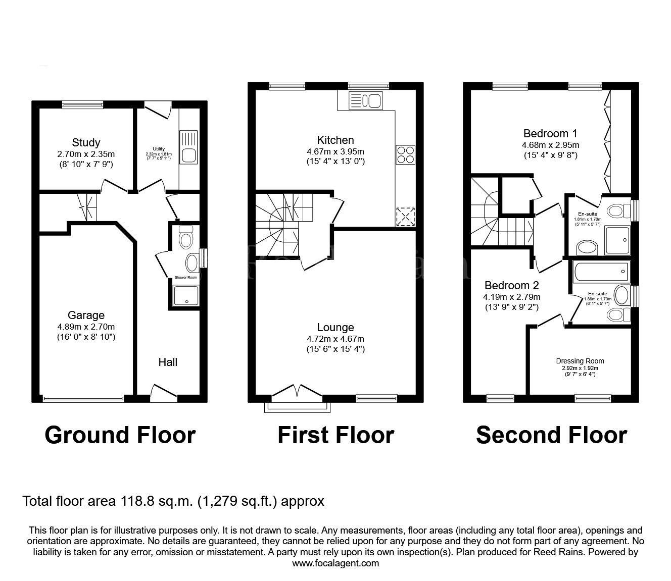 Floorplan of 3 bedroom End Terrace House for sale, Ascot Drive, Dinnington, South Yorkshire, S25