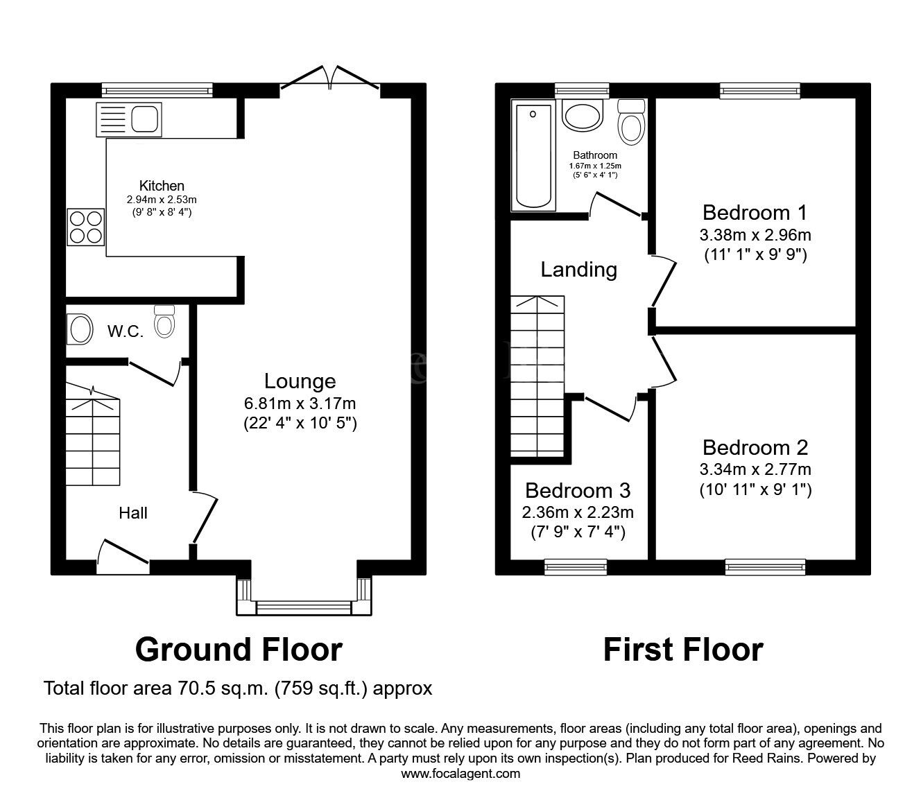 Floorplan of 3 bedroom Semi Detached House for sale, Green Arbour Road, Thurcroft, South Yorkshire, S66
