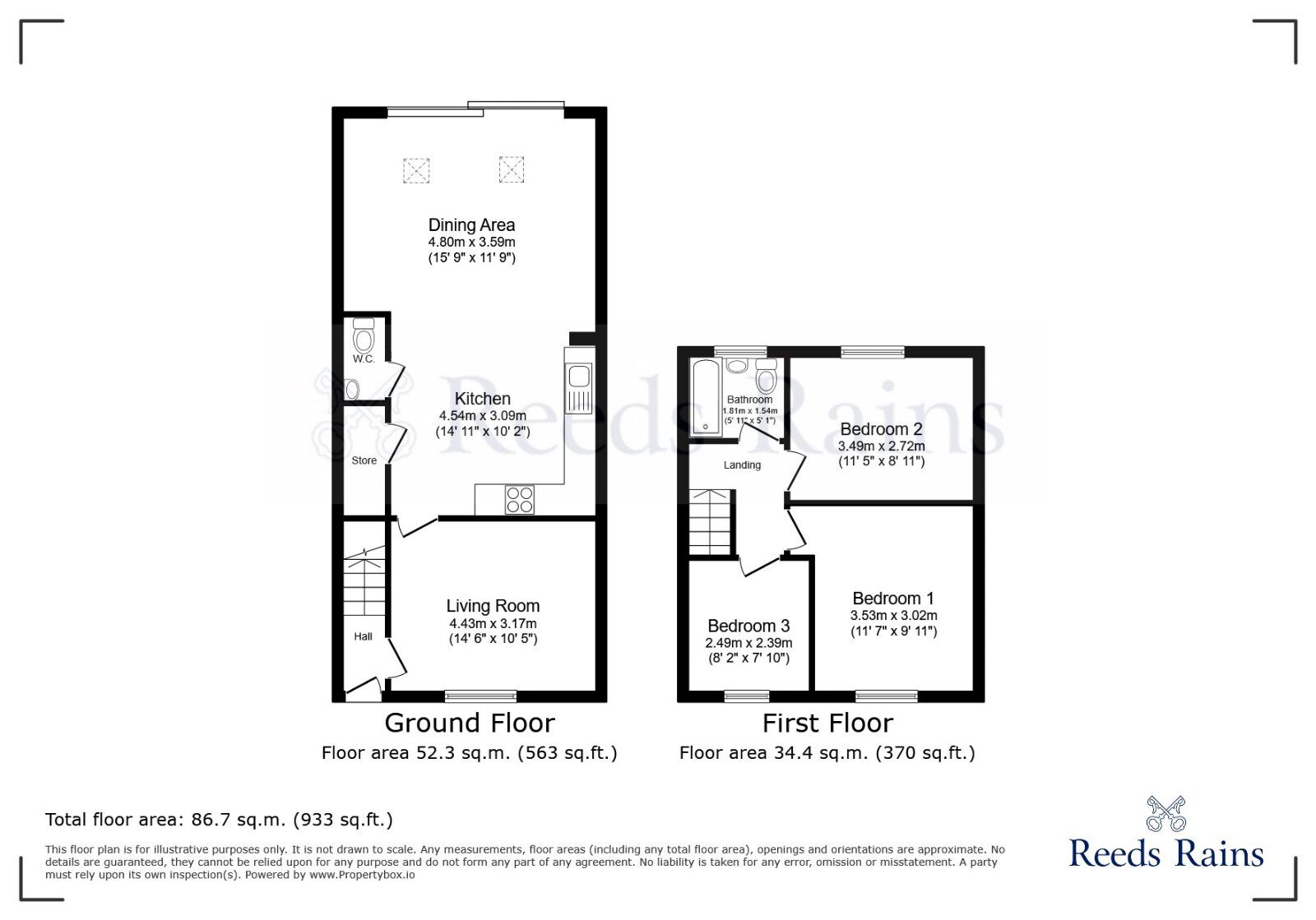 Floorplan of 3 bedroom Semi Detached House to rent, School Road, Thurcroft, South Yorkshire, S66
