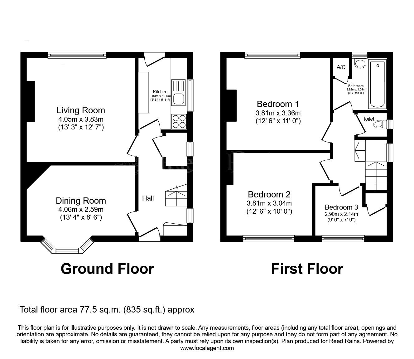 Floorplan of 3 bedroom Semi Detached House for sale, Windmill Road, North Anston, South Yorkshire, S25