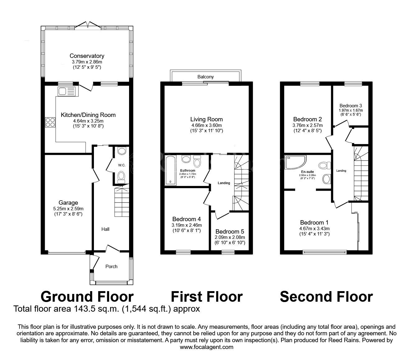 Floorplan of 5 bedroom Semi Detached House for sale, Ascot Drive, Laughton Common, Rotherham, S25