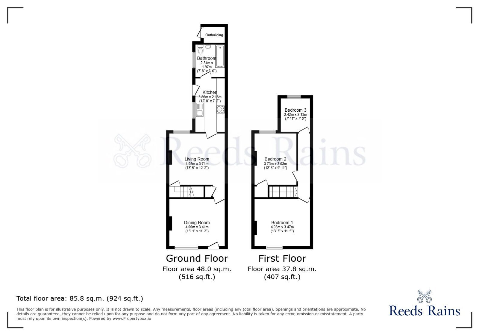 Floorplan of 3 bedroom End Terrace House to rent, Silverdales, Dinnington, South Yorkshire, S25