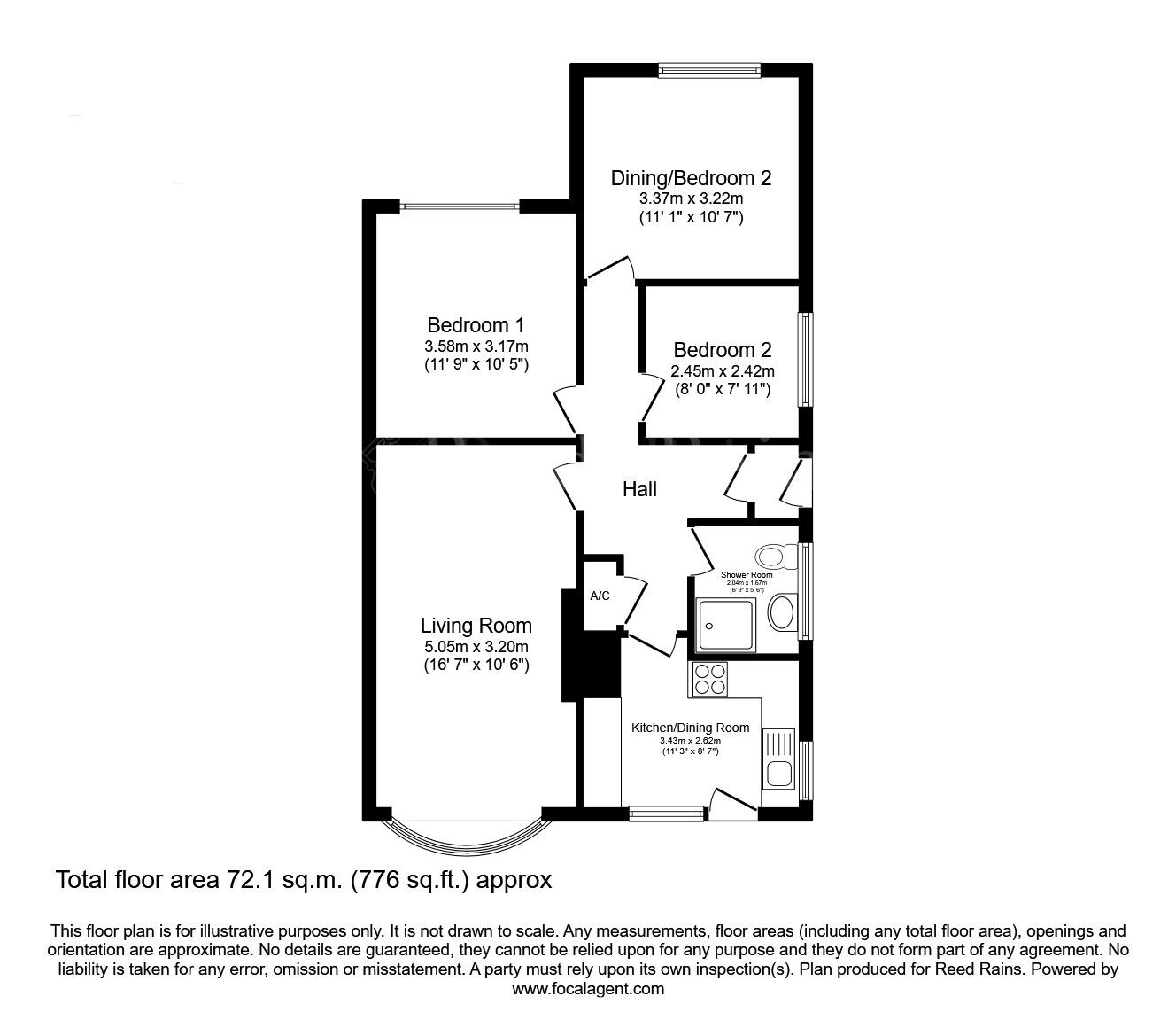 Floorplan of 3 bedroom Semi Detached Bungalow for sale, Lockwood Avenue, South Anston, South Yorkshire, S25