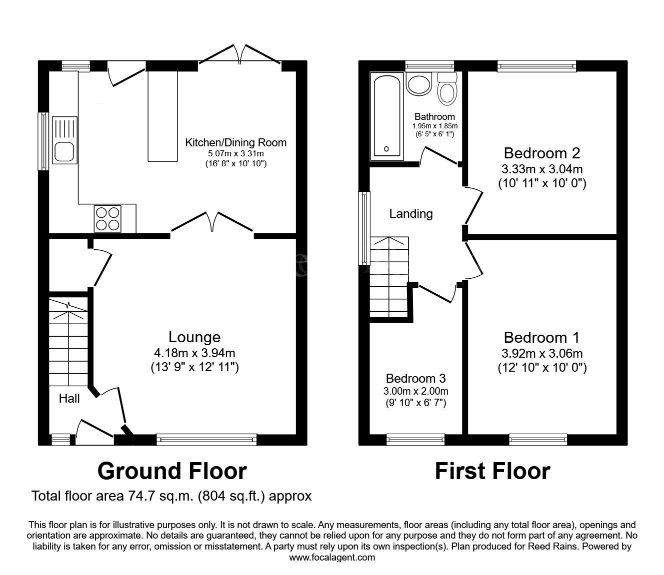 Floorplan of 3 bedroom Semi Detached House for sale, Windermere Court, North Anston, South Yorkshire, S25