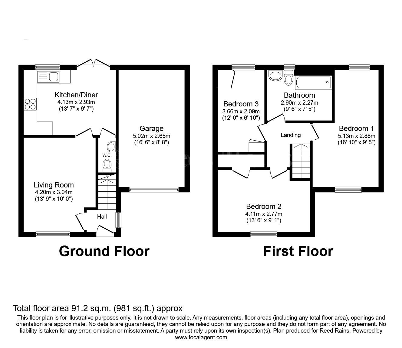 Floorplan of 3 bedroom Semi Detached House for sale, Cemetery Road, Langold, Worksop, S81