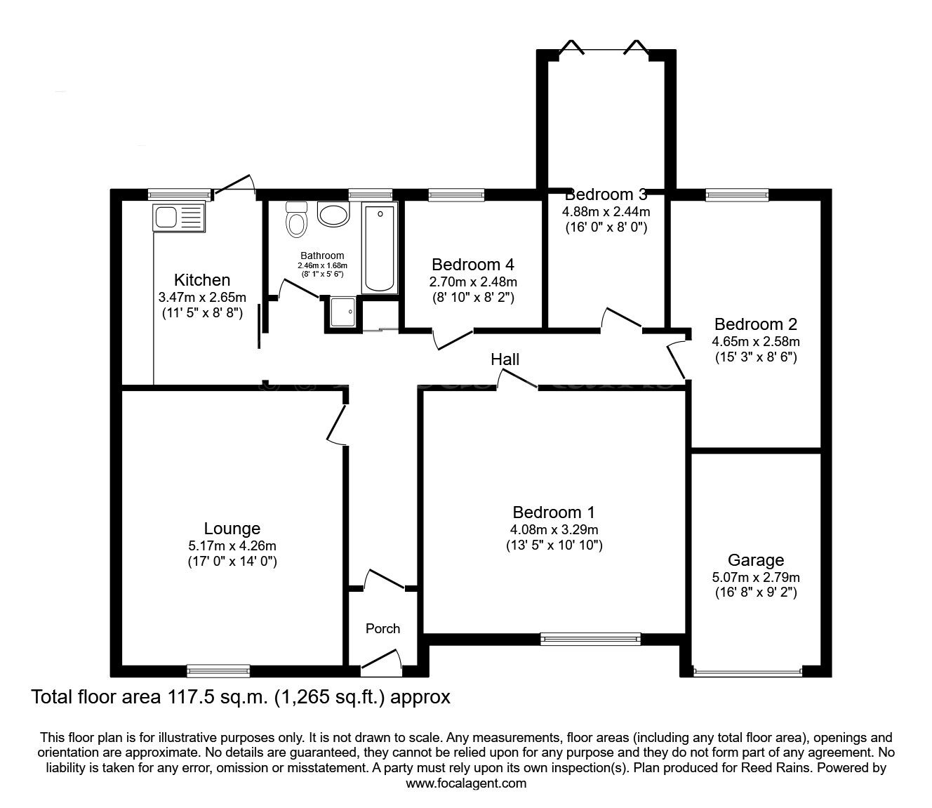 Floorplan of 4 bedroom Detached Bungalow for sale, Edinburgh Drive, North Anston, South Yorkshire, S25