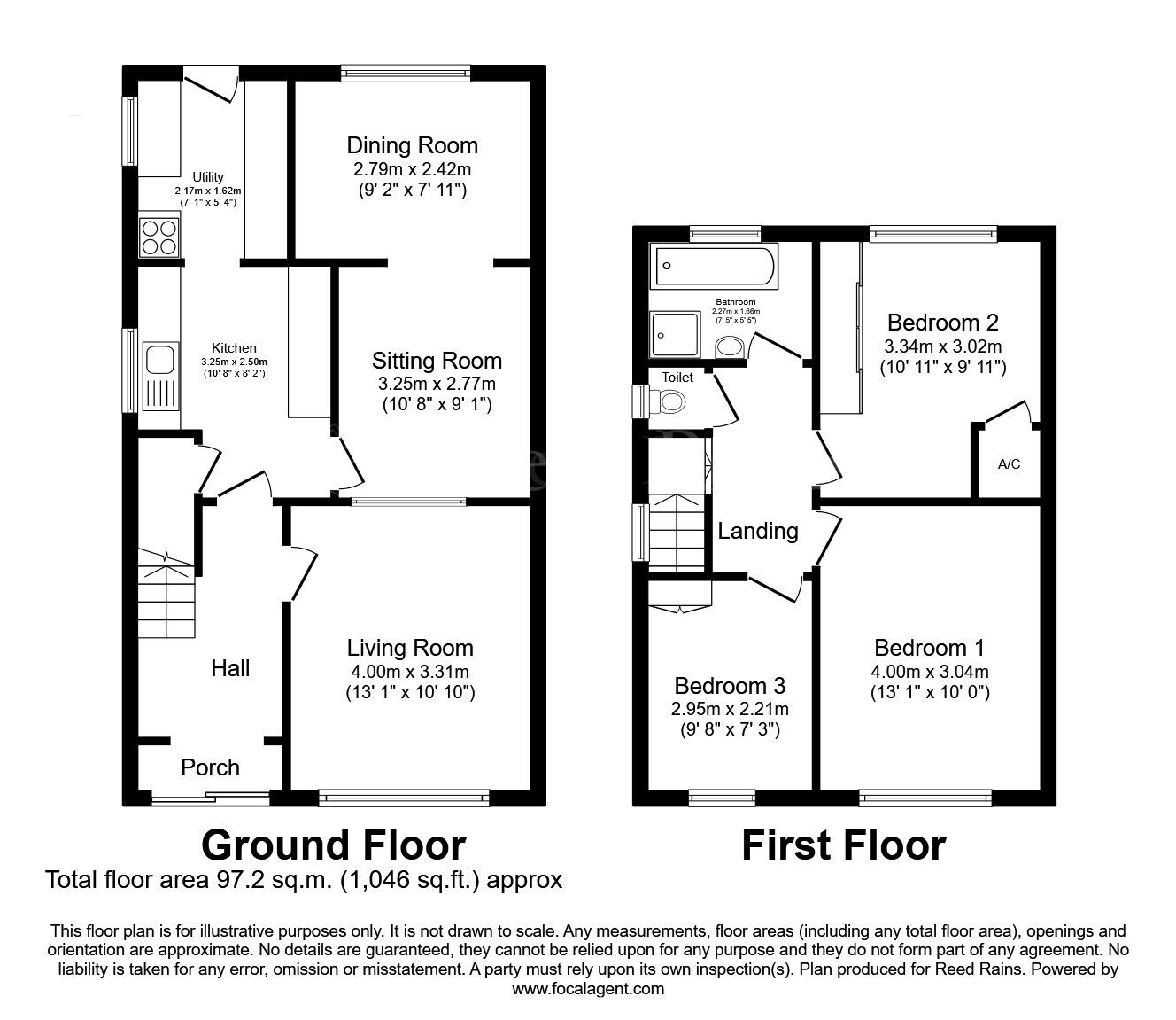 Floorplan of 3 bedroom Detached House for sale, Portland Close, North Anston, South Yorkshire, S25