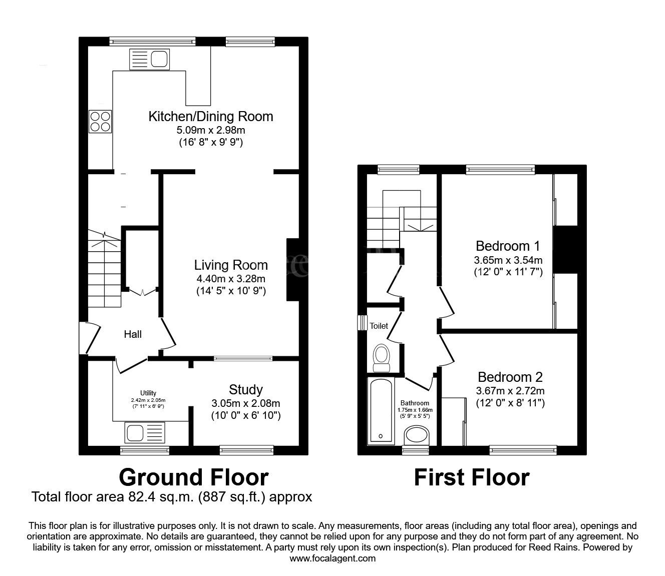 Floorplan of 2 bedroom Semi Detached House for sale, Mulberry Crescent, Carlton-in-Lindrick, Nottinghamshire, S81