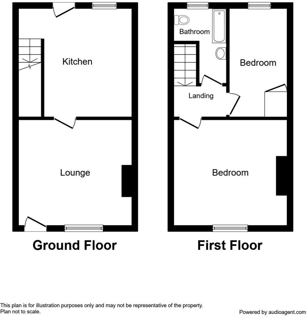 Floorplan of 2 bedroom Mid Terrace House for sale, Silverdales, Dinnington, South Yorkshire, S25