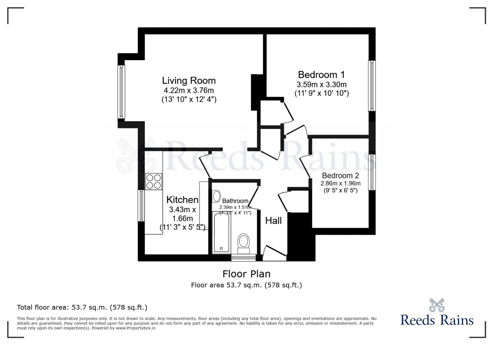 Floorplan of 2 bedroom  Flat to rent, Rotherwood Avenue, Sheffield, South Yorkshire, S13