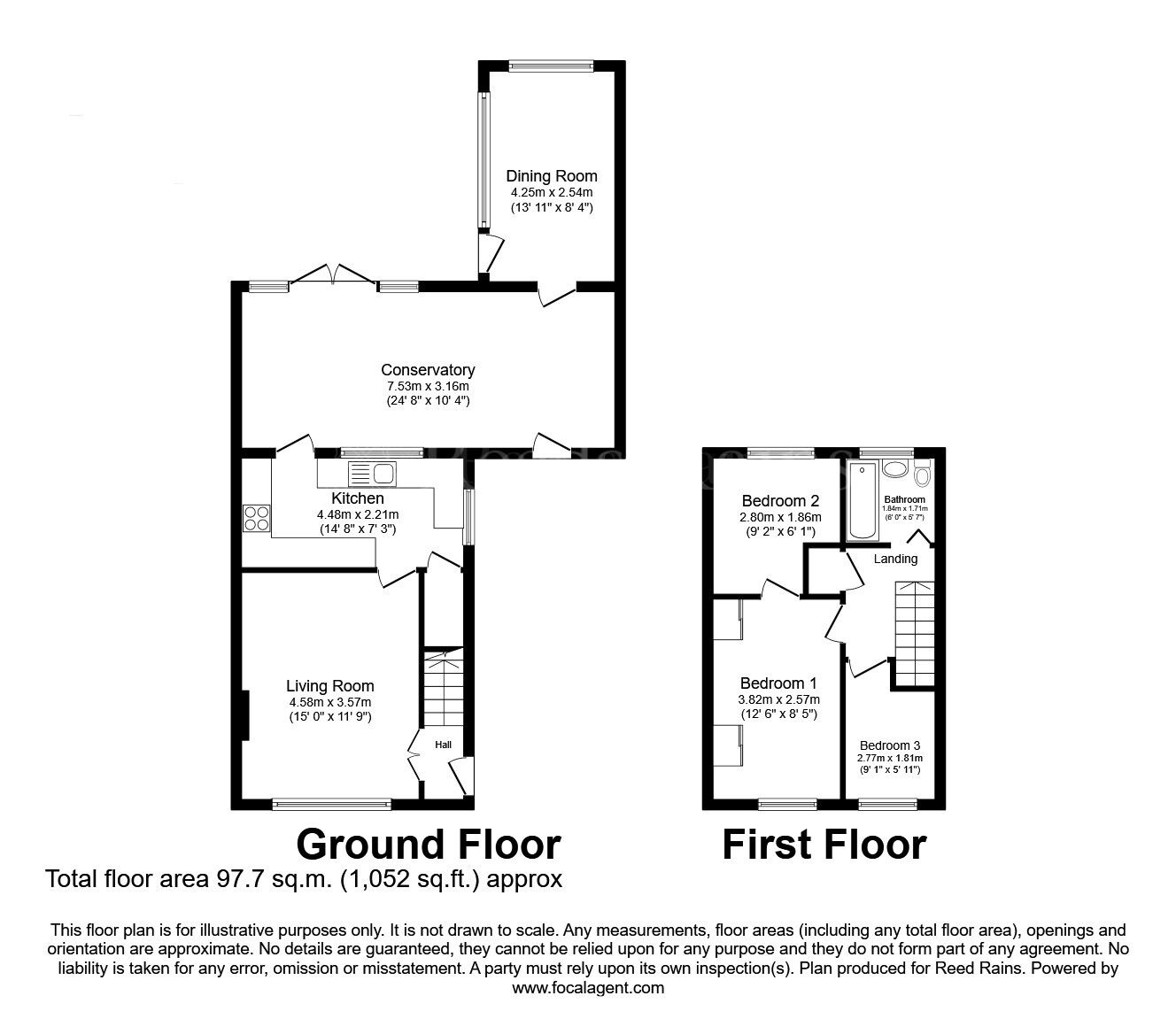 Floorplan of 3 bedroom Semi Detached House for sale, Cartmel Walk, Dinnington, South Yorkshire, S25