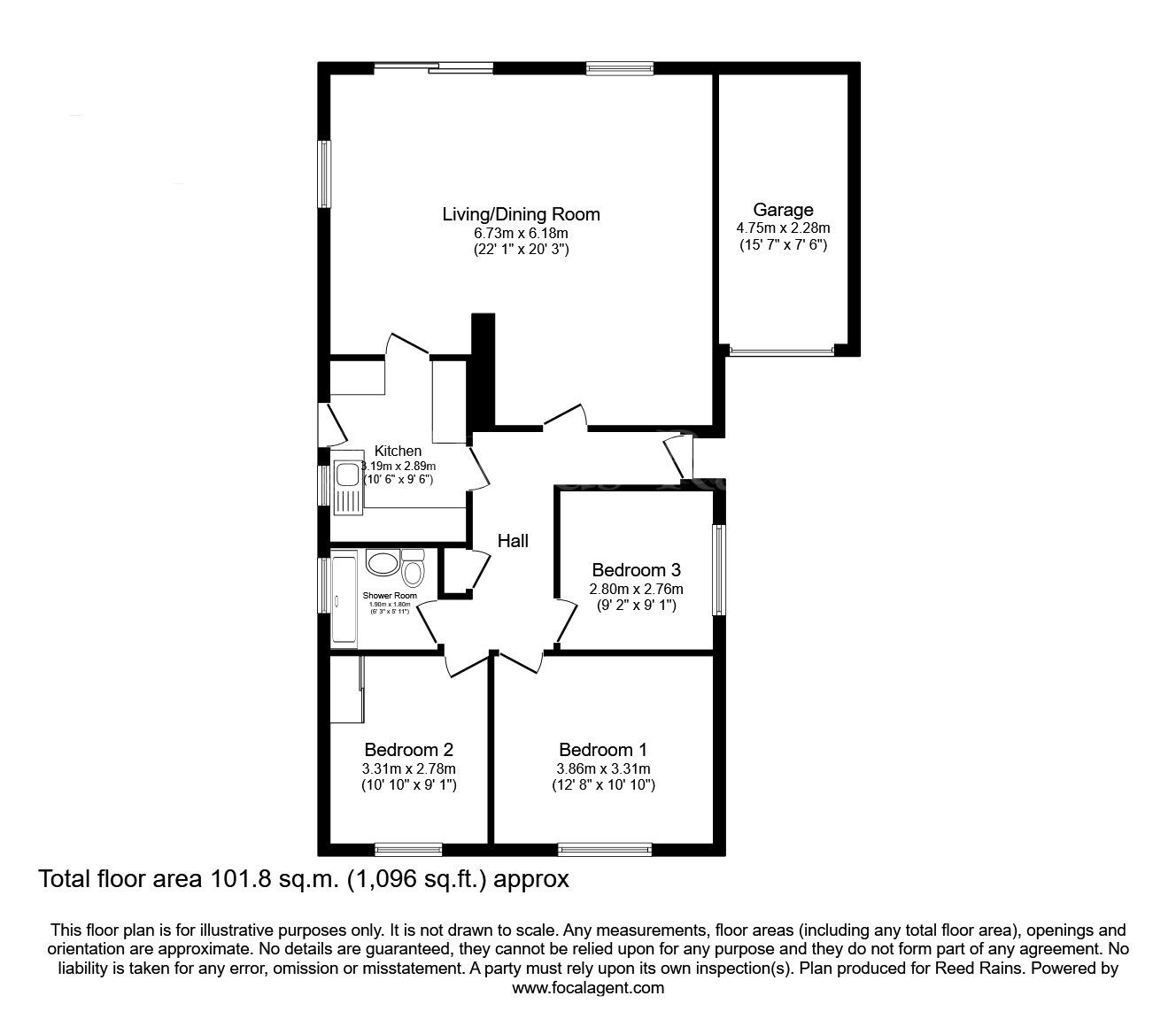 Floorplan of 3 bedroom Detached Bungalow for sale, Brandsmere Drive, Woodsetts, South Yorkshire, S81