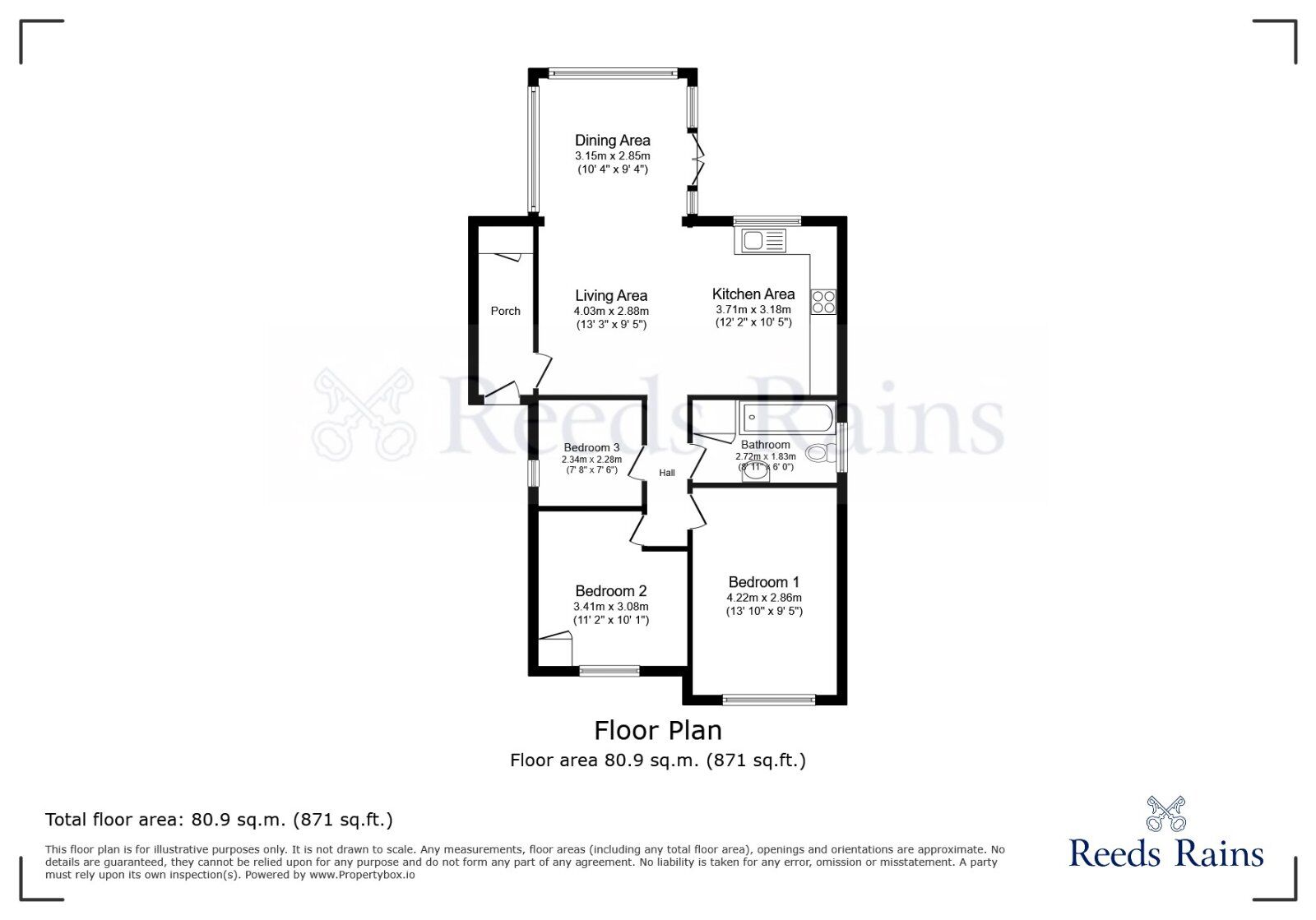 Floorplan of 3 bedroom Detached Bungalow to rent, Caldbeck Place, North Anston, South Yorkshire, S25