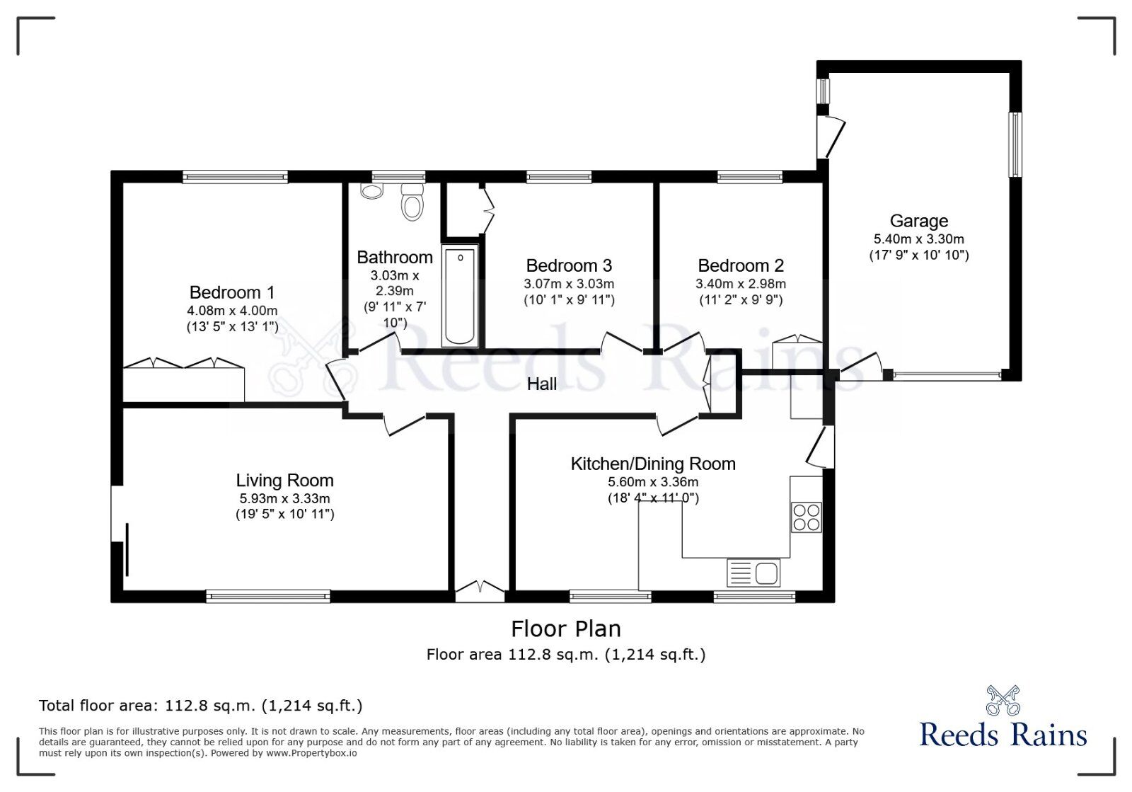 Floorplan of 3 bedroom Detached Bungalow to rent, The Wells, North Anston, Sheffield, S25