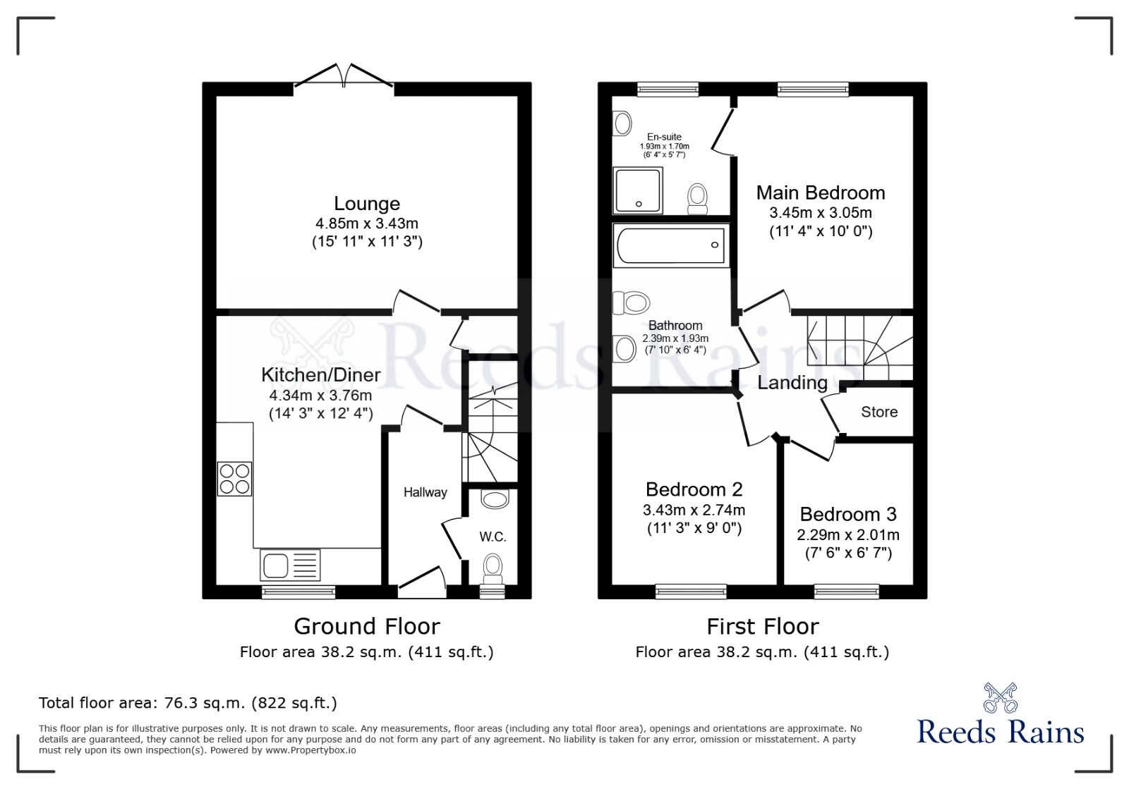 Floorplan of 3 bedroom Semi Detached House for sale, Ashby Drive, Kiveton Park, South Yorkshire, S26