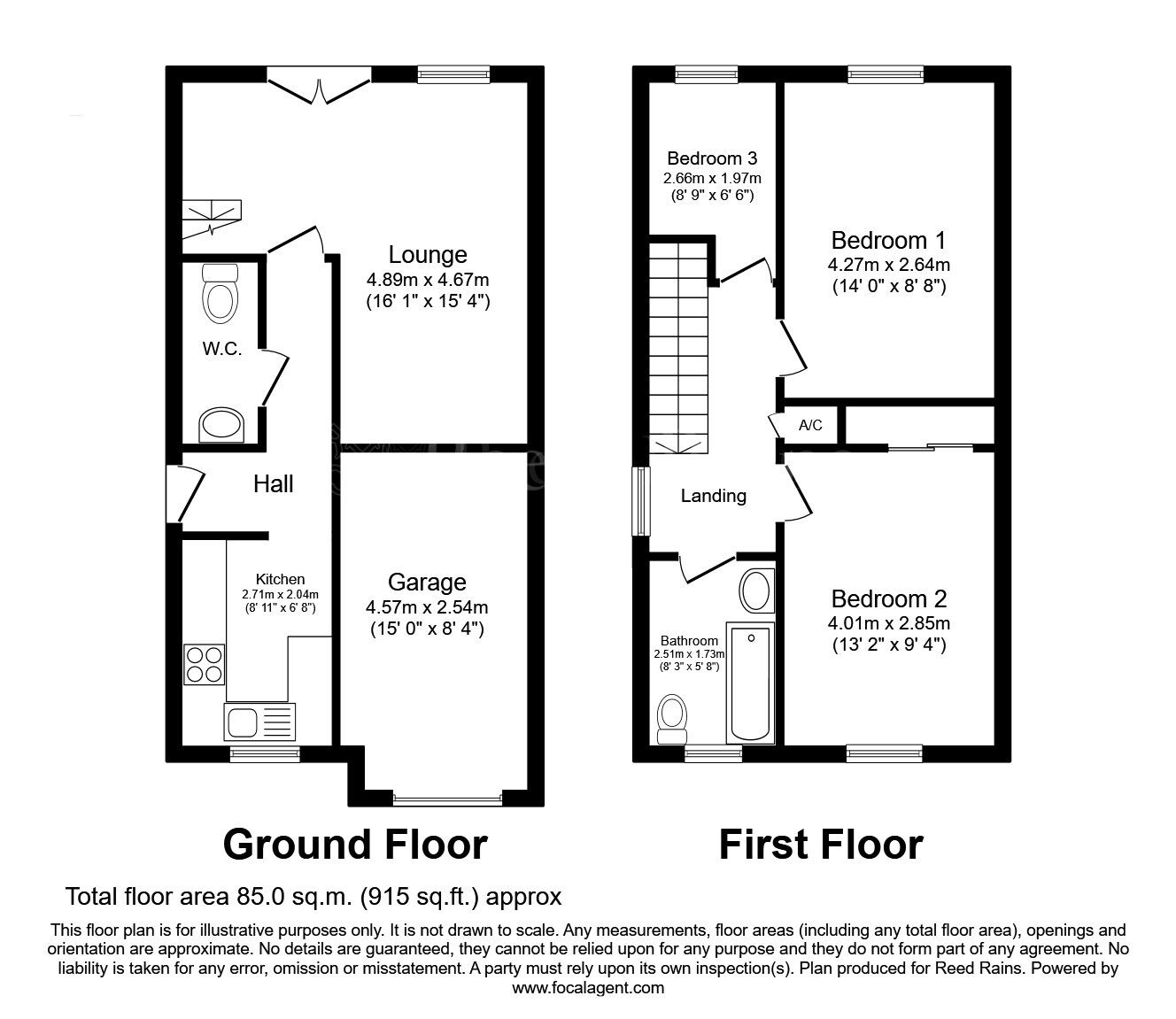 Floorplan of 3 bedroom Detached House for sale, Kieran Close, Dinnington, South Yorkshire, S25