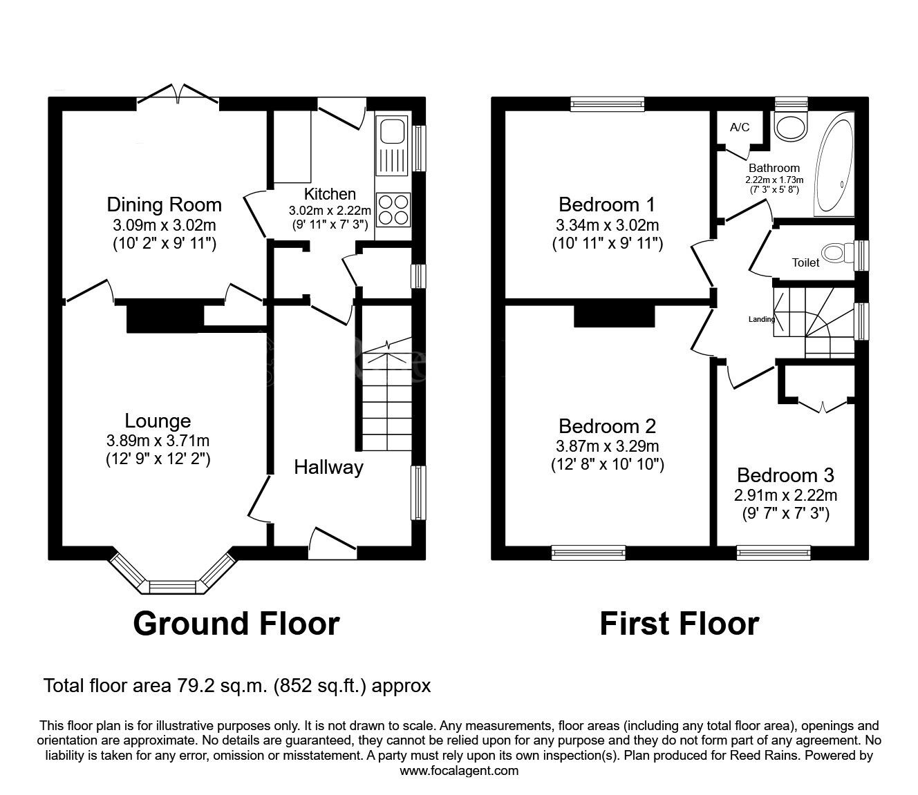 Floorplan of 3 bedroom Semi Detached House for sale, Sheffield Road, South Anston, South Yorkshire, S25