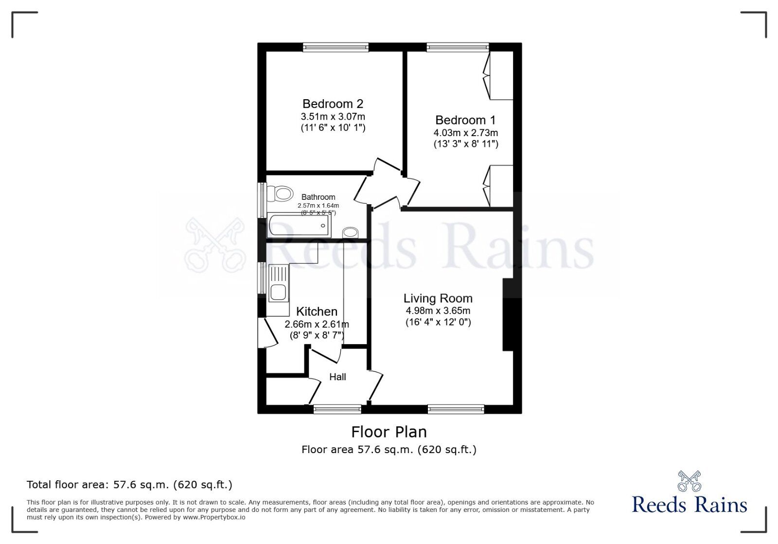 Floorplan of 2 bedroom Semi Detached Bungalow to rent, Pine Avenue, South Anston, South Yorkshire, S25